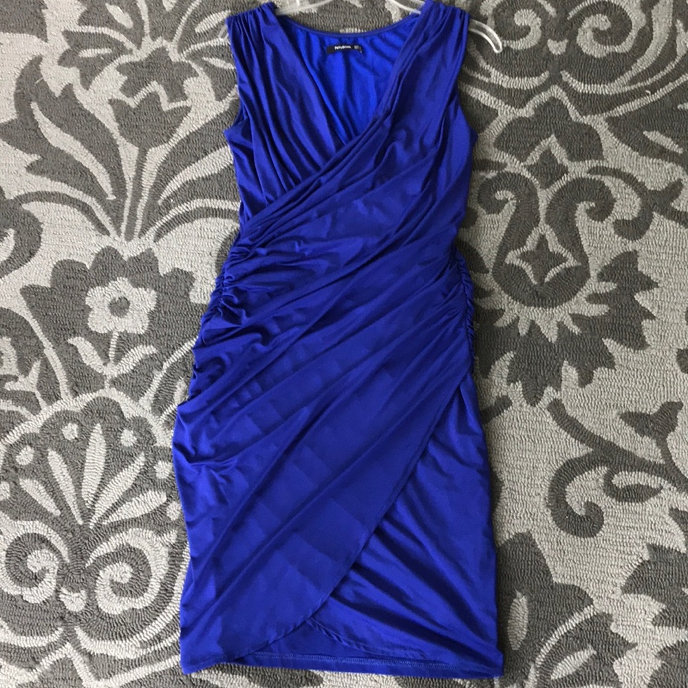 Royal blue rouched cocktail dress